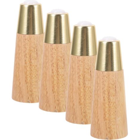 Pieds de Meubles en Bois Massif Douille en Cuivre 12 Cm Lot de 4 Pièces Pieds de Canapé de Rechange Adaptés à Meubles TV Commode et Table Basse Usage Intérieur (1/5)