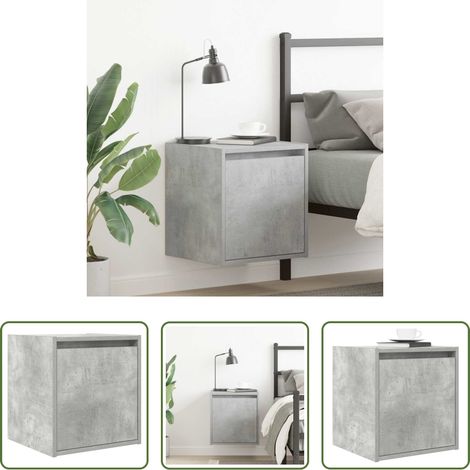 vidaXL Table de chevet flottante - Table de chevet murale gris béton 38x34x40 cm (1/5)