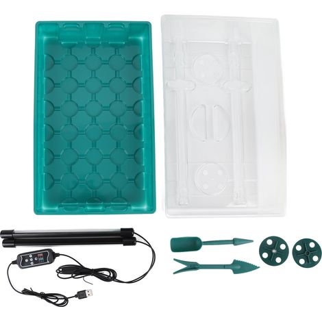 Plateau de semis 40 alvéoles avec lampe LED horticole spectre complet 3 modes minuterie 5 niveaux luminosité plastique (1/5)