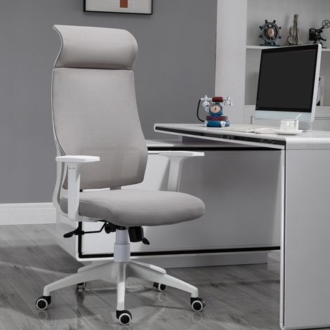 Silla de Oficina Silla de Escritorio Giratoria Ajustable en Altura y Reclinable hasta 120° Bloqueo de Posición 64x61x120,9-128,9 cm Gris (1/5)