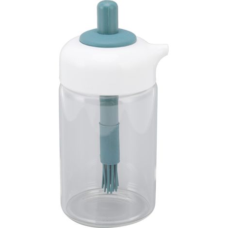 2-in-1-Ölflasche aus Glas mit fettbeständigem Pumpspender, 230 ml, für die Küche, dunkelgrün (1/5)