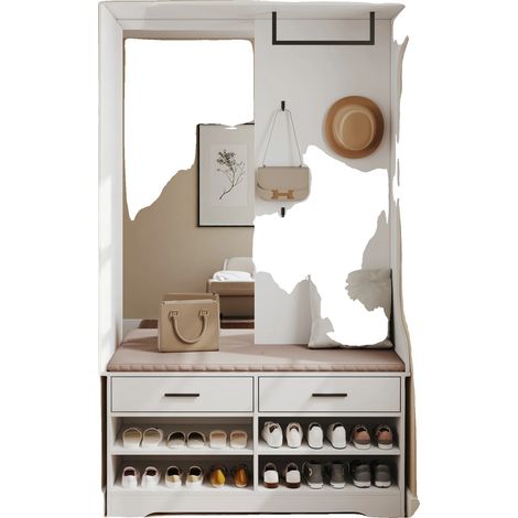 Schuhschrank, Holzmaterial, Abmessungen 80x100x30 cm, Minimalistischer Moderner Stil, Erfordert Montage, Geeignet für Eingangsbereiche (1/5)