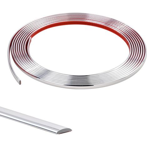 5M Moulure Décorative Autoadhésive Bord de Papier Peint Carrelage Miroir Mur Plafond Armoire Baguette de Finition PVC Bandes de Calfeutrage Bande Décoration Murale,8mm Argent (1/5)