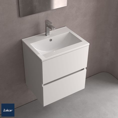 Salgar Waschtisch Tiefe 40 IBERIA 710 ohne Siphon und Clickerabfluss PORZELLAN WEIß 710 x 20 x 395 mm (1/2)