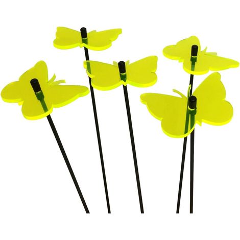 Attrape-Soleil Papillons décoratifs pour Jardin, 5 piquets décoratifs, 25 cm de Haut, Accessoire de Jardinage, Cadeau pour Les jardiniers, Couleur : Jaune Fluorescent (1/2)