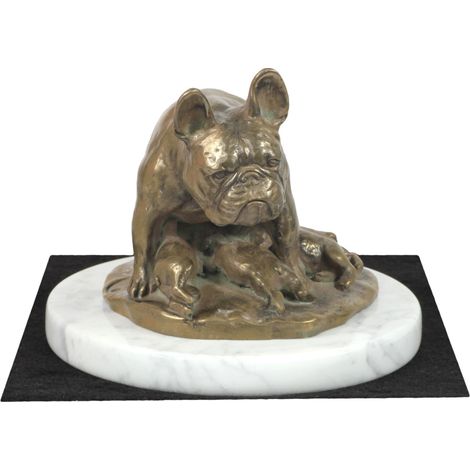 Bouledogue français I - statuette de chien, figurine sur marbre blanc, trophée pour une exposition canine par Art-Dog (1/5)