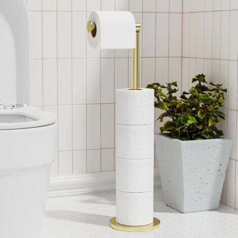 Porte-rouleau de papier toilette autonome pliable en acier inoxydable pour salle de bain, support anti-rouille, distributeur de rangement sur pied, peut contenir 5 rouleaux (1/5)