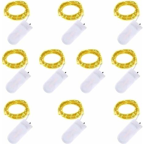 Bardusch-LED Chaîne Lumières 2m 20 LED Fonctionnant sur batterie Fil de cuivre Étanche Guirlandes lumineuses pour les vacances Mariage Fête Noël DIY Décorations, blanc chaud, paquet de 10 (1/5)