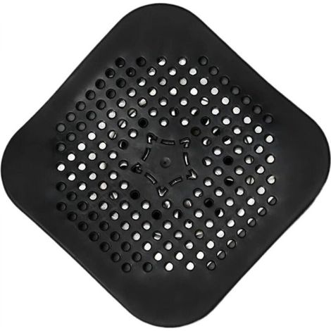 Floor drain filter, hair catcher, anti-clogging stopper and shower deodorizer (3 pieces, black)