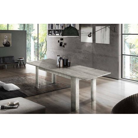 Dmora Table de salle à manger extensible, Made in Italy, Table moderne avec rallonges, Console extensible, 140 / 190x90h75 cm, Couleur ciment, avec emballage renforcé (1/4)