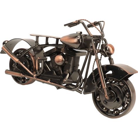 Maquette de moto en métal de style rétro, faite à la main, objet de collection, sculpture vintage en fonte, ornement pour les passionnés de moto, décoration de table. (1/5)