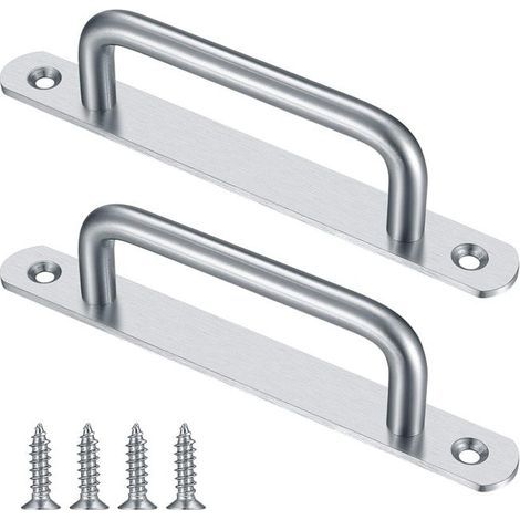 Lot de 2 poignées de porte coulissantes en acier inoxydable pour portes de grange, armoires, placards – 160 mm (1/4)