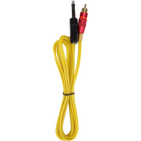 Machine à Tatouage Droite avec Cordon Clip et Connecteur RCA - Tête Jaune (1/5)
