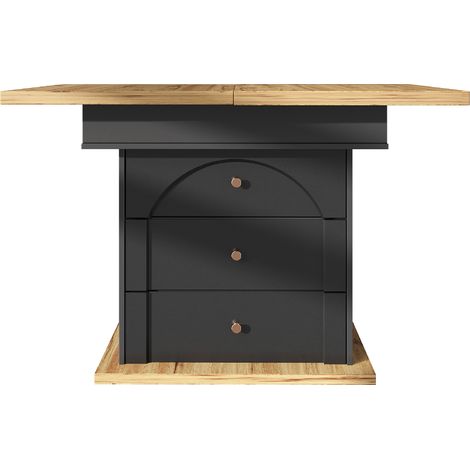 Tavolo allungabile da cucina 110-140x80 cm in MDF e metallo, nero, per 4-6 persone (1/5)
