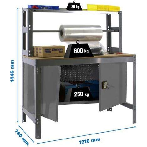 Mesa de Trabajo SIMONWORK BT 4 cabinet 1200 gris/madera (1/2)