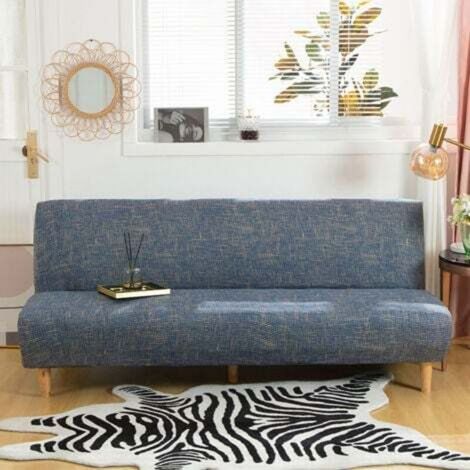 Housse de Canapé sans Accoudoir Extensible,Couverture de Canapé sans Bras Universel Tout Couvert Canapé Pliant Protecteur,Facile à Installer et Nettoyer,Housse de Clic Clac 3 Places,bleu (1/4)