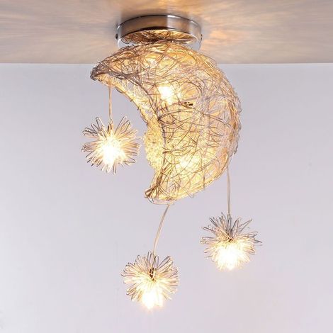 Suspension lune et étoiles, idéale pour les chambres, les salons et les couloirs, lumière blanche chaude (1/5)