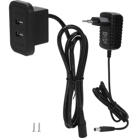 Fauteuil Relax avec Ports USB Double 5V 2A pour Canapé Bureau Chevet Meuble Noir Europe 100‑240V