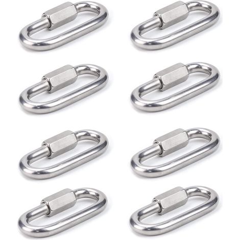 Lot De 8 Raccords En Acier Inoxydable Robuste 304 M6 Maillon Rapide Accessoires Pour Chaîne Attache Rapide Porte-Clés (1/5)