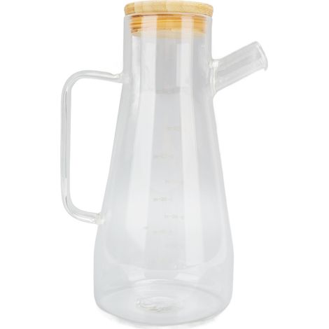 Bouteille d'huile en verre borosilicate haute densité, graduée et résistante à la poussière, avec poignée ergonomique, 900 ml. Distributeur de vinaigre en verre transparent avec poignée ergonomique po