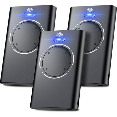 [NON UTILIZZATO] Set di 3 telecomandi per cancelli e porte da garage, 868 MHz, compatibili con XT2 868 SLH LR, XT4 868 SLH LR, 4 canali, neri.
