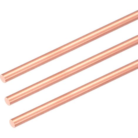 3Pcs 99.99% Barre Ronde En Cuivre naturel, 3mm / 0.12" Dia 12.6" Longueur Barre En Cuivre Nu Métal Barre Pour Tournage Bricolage Métal Loisirs Jardinage Industrie Décoration (1/5)