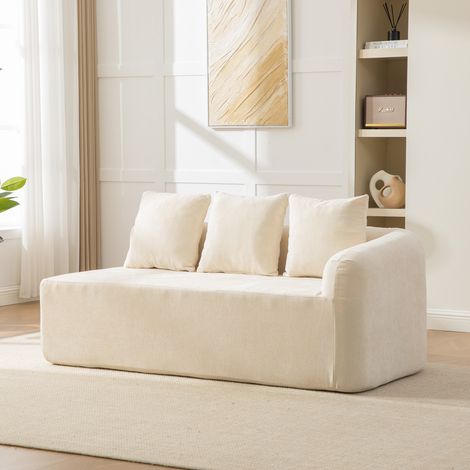 Divano modulare a compressione in tessuto ciniglia, imbottito con schiuma ad alta resilienza 30D. Facile da spostare e con base antiscivolo, ideale per soggiorni e altri ambienti. Beige.