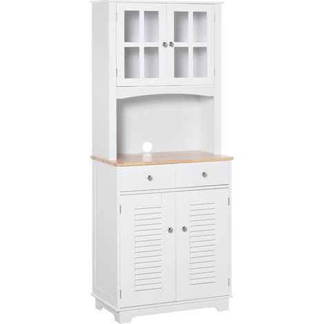 CREDENZA ALTA PER CUCINA MOBILE BUFFET IN LEGNO BIANCO (1/5)