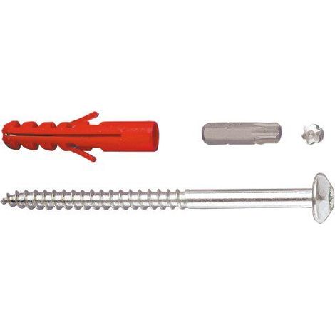 Alberts 554415 Kit de vis, accessoires pour grilles de fenetre pour la fixation, kit de vis galvanisees, 4 pieces, vis et chevilles, 105 x 7 mm