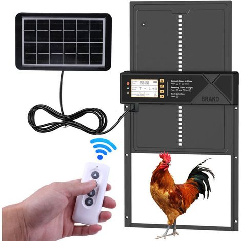 Porte Poulailler Automatique avec Écran LCD Programmable Étanche, Porte Automatique Poulailler en Alliage d'aluminium, Alimenté par Batterie, Commande de Minuterie, Fonction Anti-pincement (1/4)