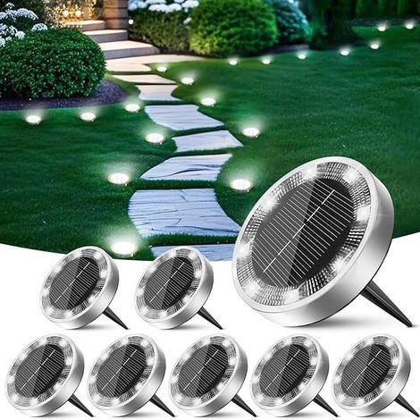 Set of 12 waterproof outdoor solar lights, suitable for gardens, with a cool white light. (1/5)