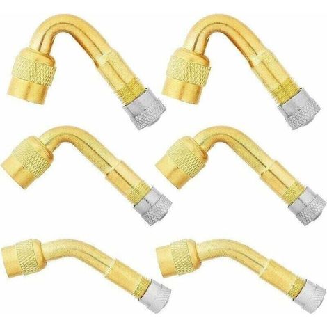 Estensione valvola pneumatico (45, 90 e 135 mm), adattatore estensione valvola pneumatico, ugello di gonfiaggio a gomito per auto, camion, moto, bicicletta e scooter. (1/4)