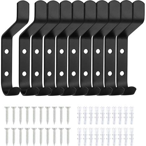 10 schwarze Haken für Spinde, Wandhaken, Handtuchhalter im Badezimmer, Haken und Stifte für Zuhause, Wandgarderoben, Wandhaken für das Badezimmer
