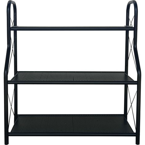 Stabiles Metall-Blumenregal Allzweck-Standregal 68×30×77 cm, 3 Ebenen, matt schwarz, Industriedesign Pflanzenständer Blumentreppe Outdoor