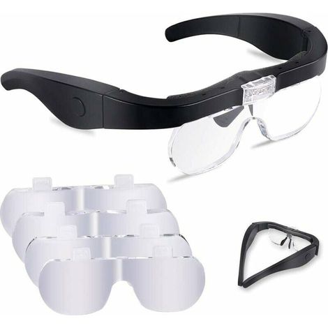 Lupe mit 2 LEDs und 4 abnehmbaren Linsen zum Lesen, Schmuckmachen, Nähen und Heimwerken FLITI (1/4)