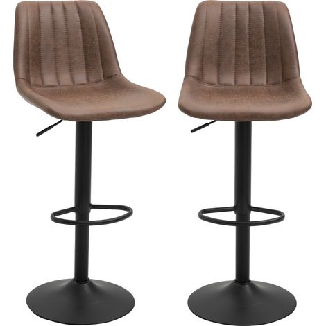 Lot de 2 tabourets de bar PROST marron et noir (1/5)