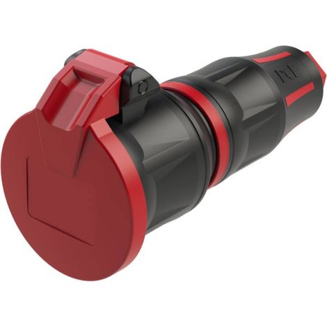 PCE 25712-sr Fiche électrique femelle avec terre 250 V noir/rouge IP54 Y114332 (1/3)