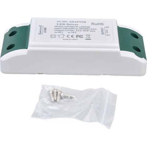Alimentation LED 12V DC 30W 2.5A pour éclairage LED, transformateur à courant constant pour lampe DIY et décoration intérieure, AC 100‑240V.