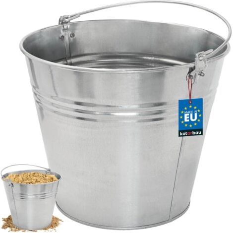 Seau à Cendre - Seau De Maçon - Acier Galvanisé - 15 L - Argent - pour le Jardinage - Résistant à la Rouille - Polyvalent-NANOTEH (1/5)
