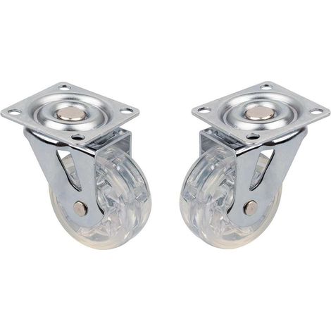 2x Roulette meuble 50mm pivotante sans frein transparente Universelle Mini Rouleau Pied Lit Casier Chariot Poubelle Rangement Table Basse Roue Plante (1/2)