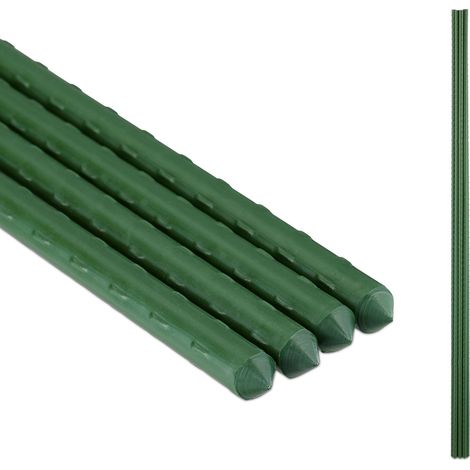 Relaxdays Tutores para Tomates, Pack de 10, Soportes Plantas, 110 cm, Ø 10 mm, Acero con Revestimiento Plástico, Verde