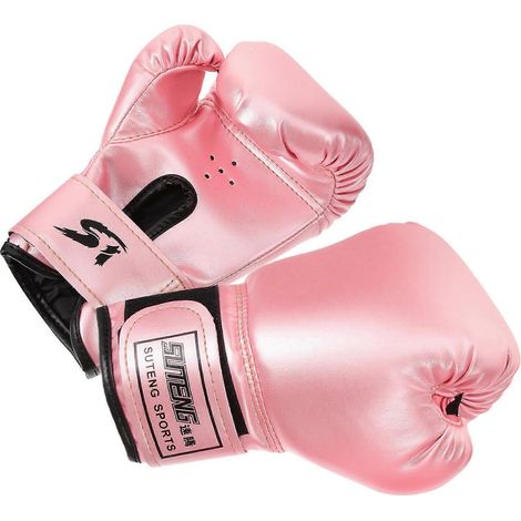 Gants de boxe roses pour l'entraînement et le sparring, plusieurs tailles disponibles, construction résistante, style sportif (1/5)