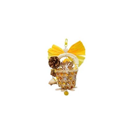 Bird Toys Foraging Shredder Hanging Toys Rope Perch with Bell Parakeet Toy Parrot Swing Climbing Standing Toys Bird Cage Accessories for Conure Cockatiel Budgies Lovebird, Yellow-Crezuo