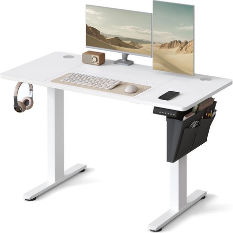 Electric Standing Desk, Height Adjustable Desk, 60 x 120 x (72-120) cm, 4 Memory Heights, Storage Pocket, for Home Office, Study (1/4)