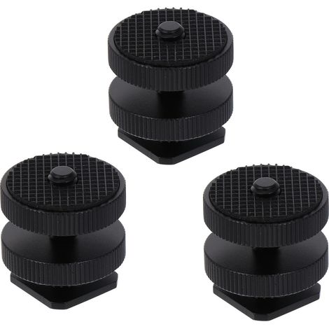 Adaptateur Vis 1/4 Pouce 3pcs Pied D'éclairage en Alliage D'aluminium pour 2 Couches et Écrous Réglables pour Appareil Photo et Moniteur (1/5)