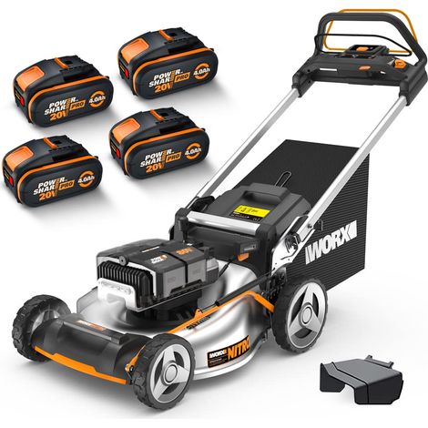 WORX WG761E - Tosaerba a batteria da 80 V (4 x 20 V) PowerShare, motore senza spazzole, larghezza di taglio 51 cm, 7 altezze di taglio con batteria e caricatore (1/5)