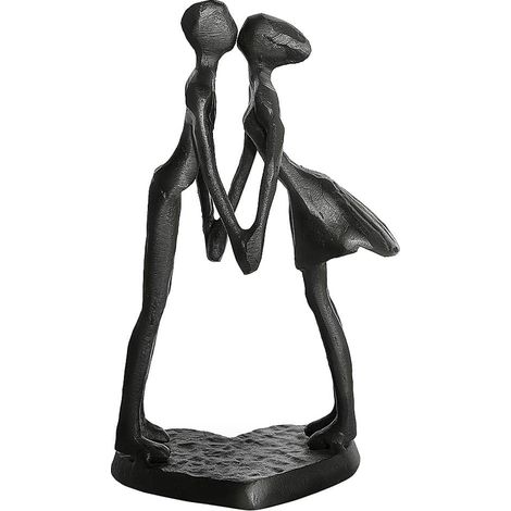 Statuette Couple Amoureux en Fer - Sculpture Homme Femme S'embrassant - Anniversaire, Mariage, Noël, Noces de Fer/Bronze - Décoration Maison (1/5)