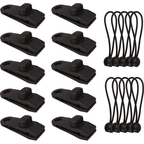 10er-Pack Zeltklemmen-Clips für Zeltmarkise, Banner, Boot, Gartenarbeit – Schwarz (1/5)