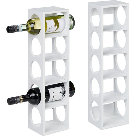 Lote de 2 estantes de bambú para vino de 5 botellas almacenamiento horizontal estilo natural en bambú blanco 130013481 (1/3)