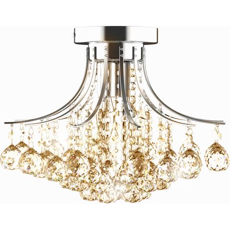 Crystal Chandeliers, 40cm K9 Droplets Ceiling Light 3 E14 Bulb Base, Pendant Lights for Living Room, Bedroom, Dining Room, Hallway, Kitchen (1/5)